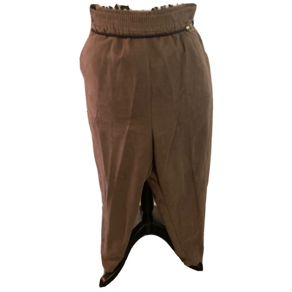 Kenneth Too 2 piece set brown PXL zip up long sleeve collared pants animal print - Picture 8 of 10